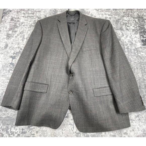 Ralph Lauren Men 56R 2XL Blazer Glen Plaid Grey Preppy Old Money Wool Sport Coat